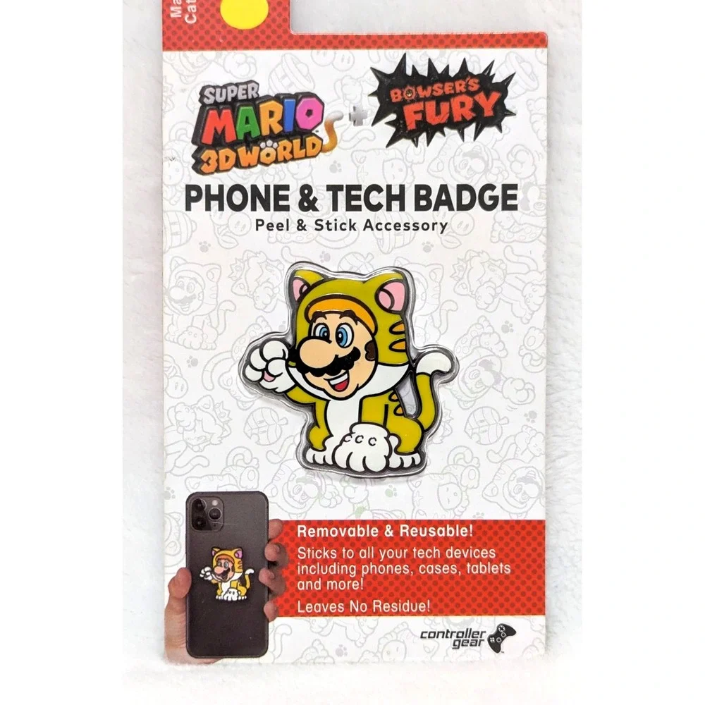 Nintendo Super Mario 3D World Cat Suit Phone Grip Badge Holder Official NEW